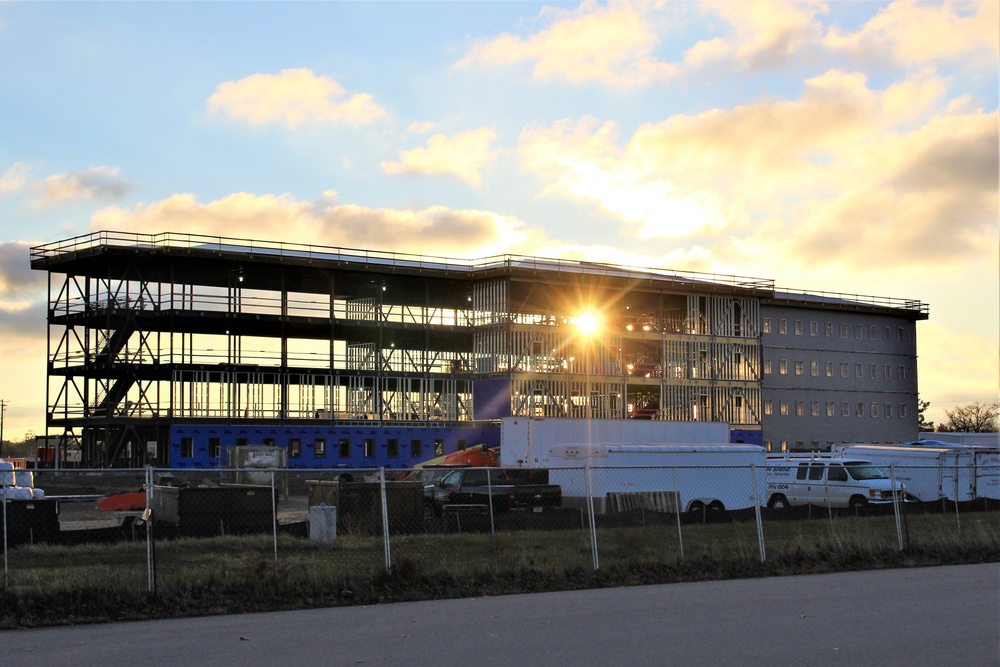 Sun rises on another day of barracks construction at Fort McCoy