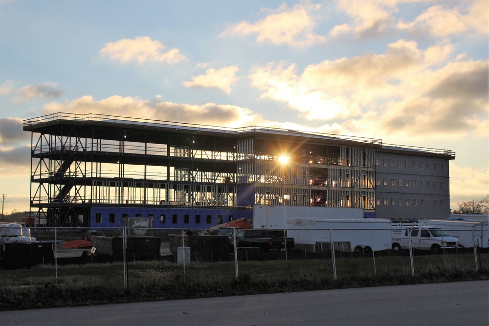 Sun rises on another day of barracks construction at Fort McCoy