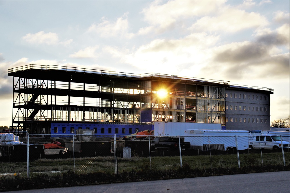 Sun rises on another day of barracks construction at Fort McCoy