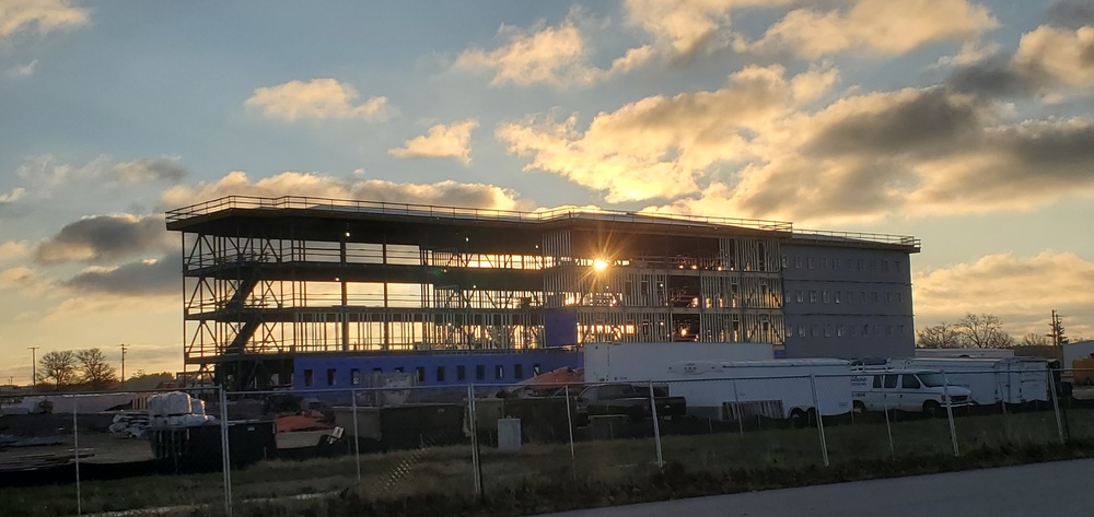 Sun rises on another day of barracks construction at Fort McCoy