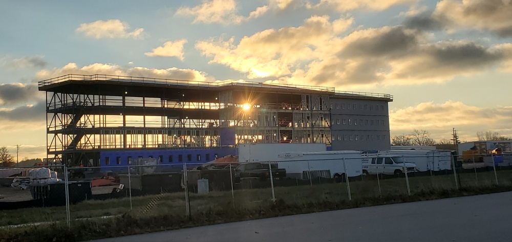 Sun rises on another day of barracks construction at Fort McCoy