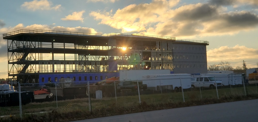 Sun rises on another day of barracks construction at Fort McCoy