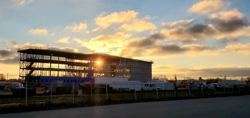 Sun rises on another day of barracks construction at Fort McCoy