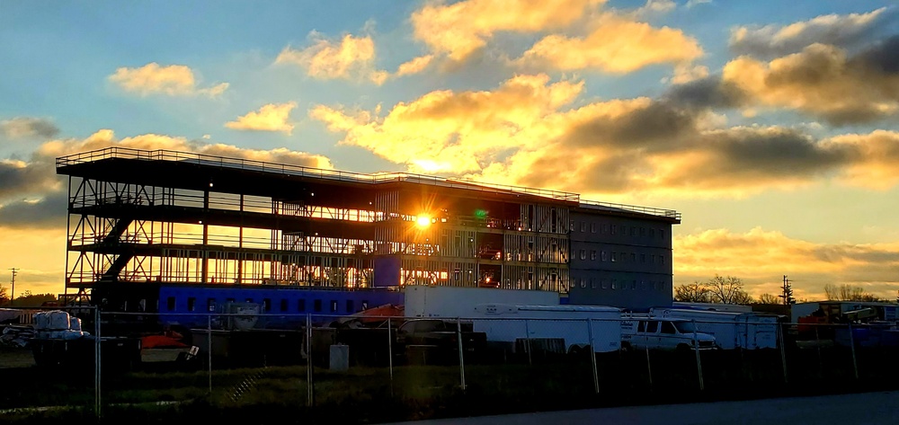 Sun rises on another day of barracks construction at Fort McCoy