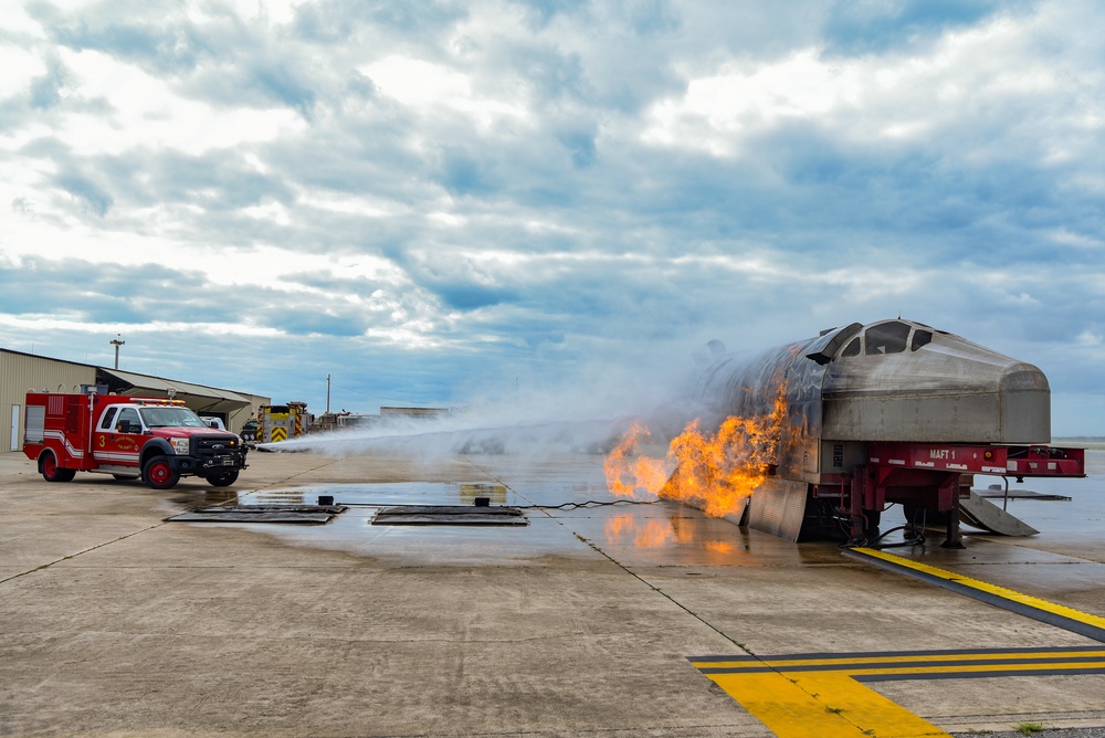 Patrick Air Force Base Fire Department Holds Simulated Aircraft Fire Training