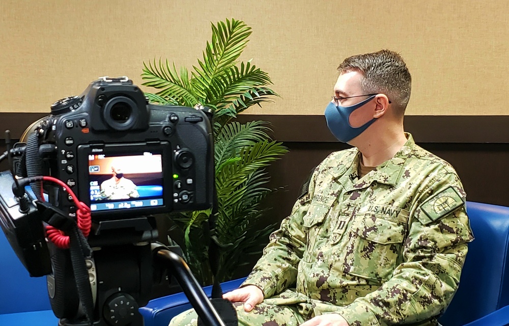 Chaplain Lawrence Interviews Vice Adm. Merz