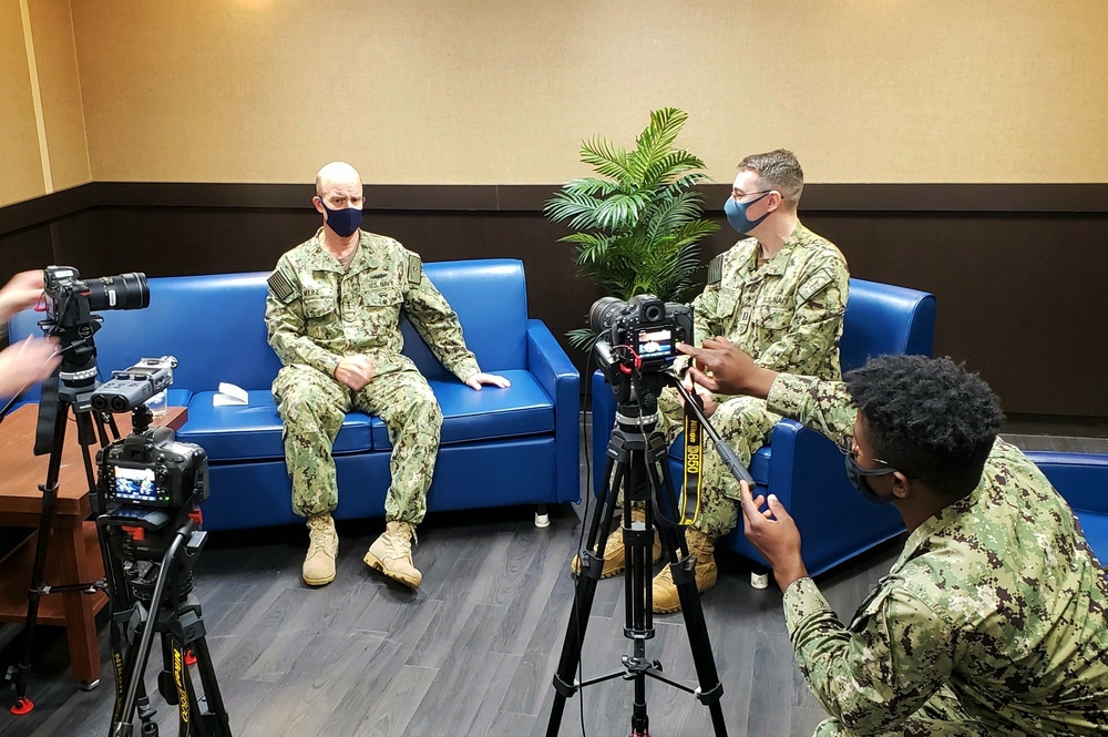 Chaplain Lawrence Interviews Vice Adm. Merz