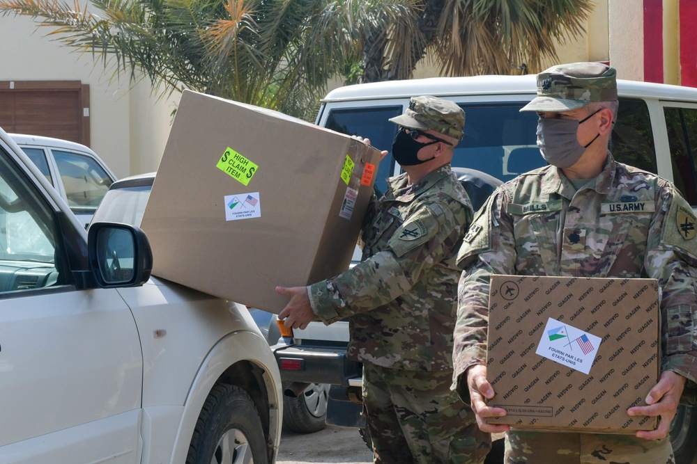 U.S. Civil Affairs East Africa Team supply equipment to Minister of Defense.