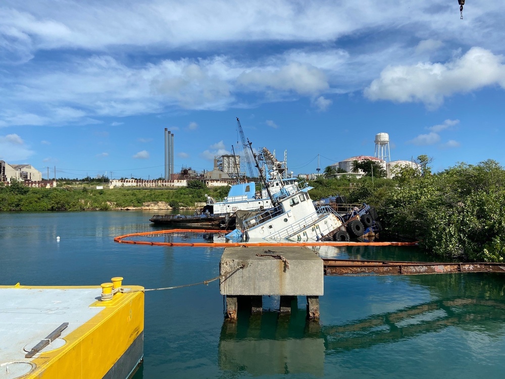 Coast Guard responds to oil discharge from partially sunken tugboat in St. Croix, U.S. Virgin Islands