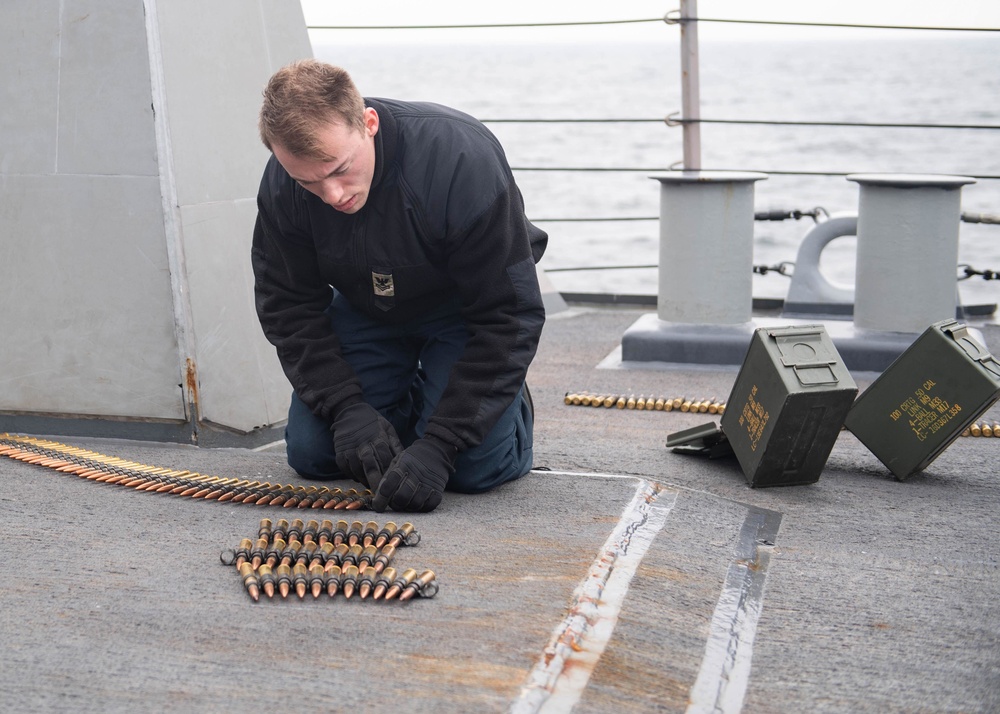 USS Ross crew-served weapons shoot