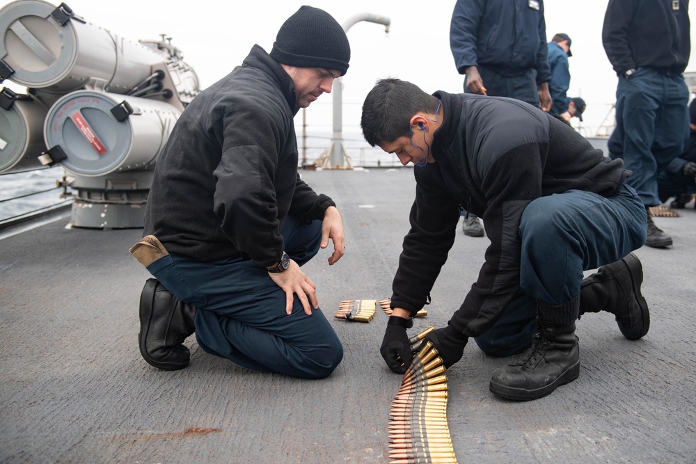 USS Ross crew-served weapons shoot