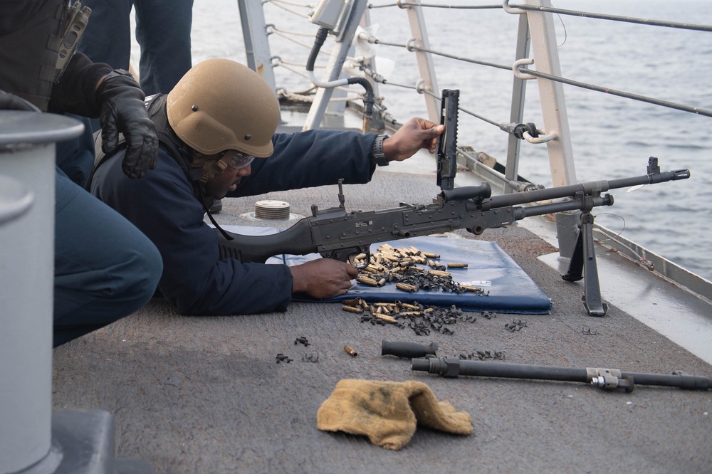 USS Ross crew-served weapons shoot