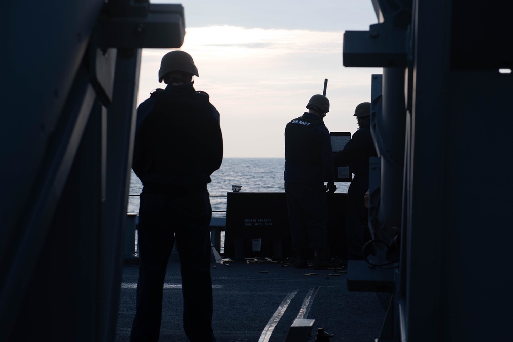 USS Ross crew-served weapons shoot