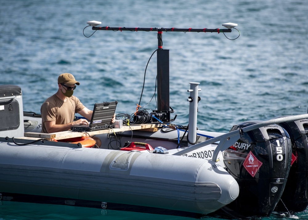 Task Force 75 Underwater Construction Team Operates Bathymetric Survey Equipment