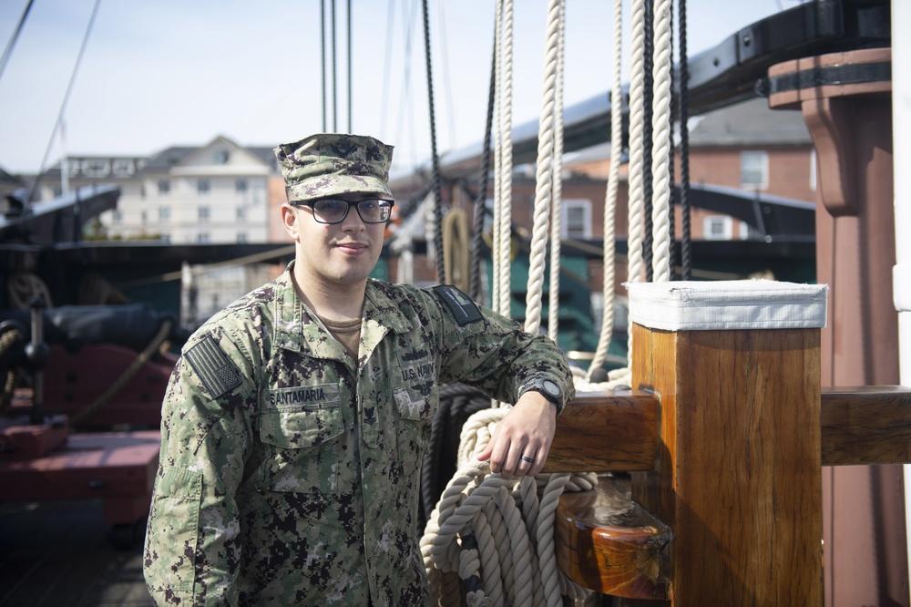 Boatswain’s Mate 2nd Class Jason Santamaria completes his Advanced Qualification on board USS Constitution.