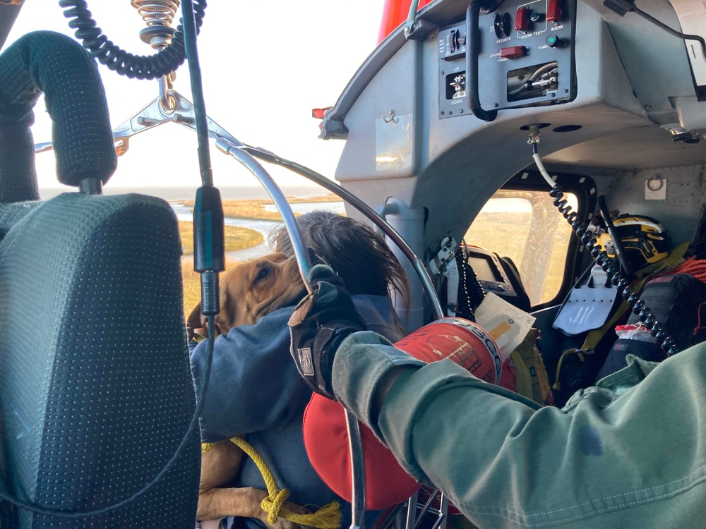 Coast Guard medevac one mariner and one dog near Yellow Cotton Bay, Louisiana