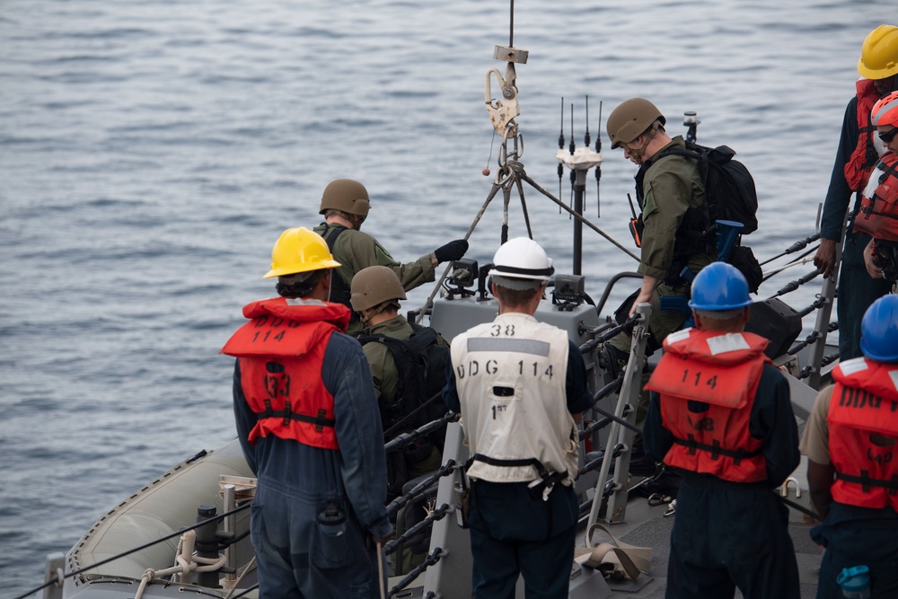 USS Ralph Johnson Conducts Boat Operations