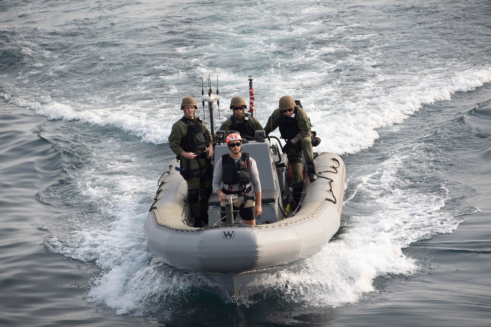 USS Ralph Johnson Conducts Boat Operations