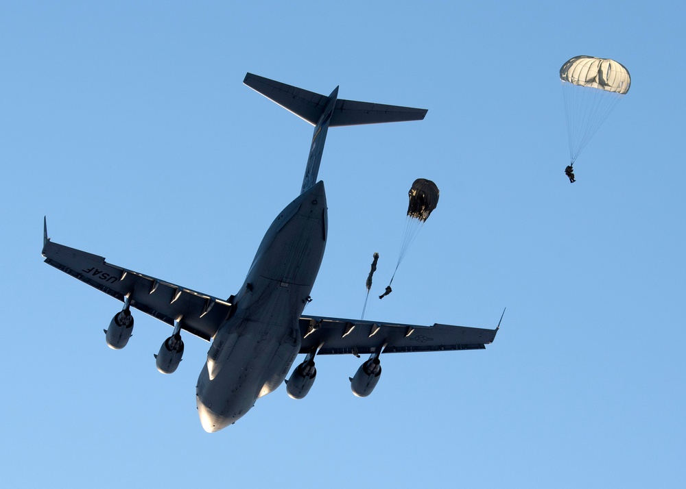 Soldiers, Airmen jump onto a frozen drop zone