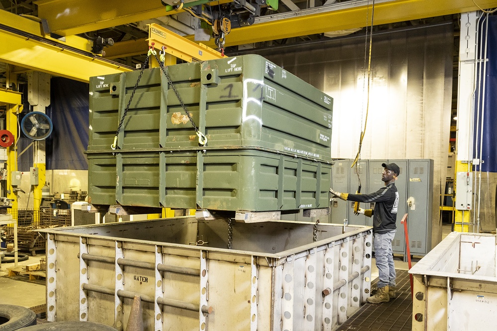 Shipping containers used to deliver components to the warfighter