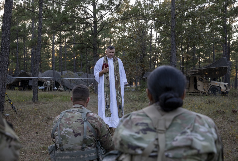 Chaplains hold religious services in the field