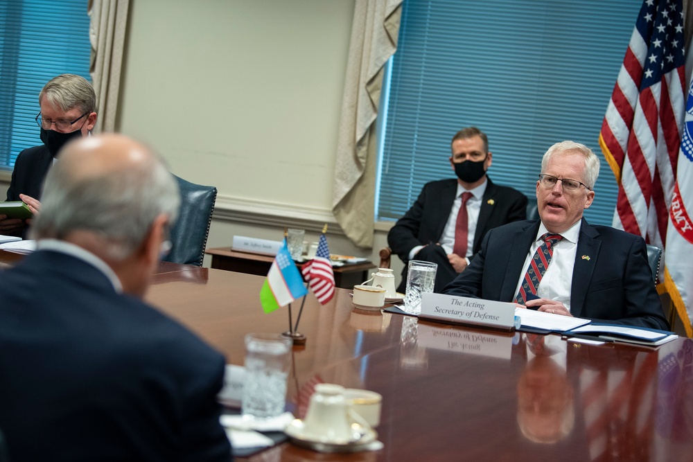 Acting Defense Secretary Miller Hosts Uzbekistan's Foreign Minister