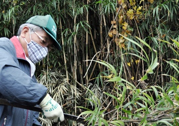 USAG Japan commander, spouse, cut bamboo for giant kites