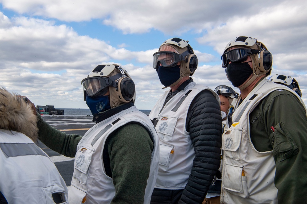 Acting Defense Secretary visits Sailors aboard aircraft carrier