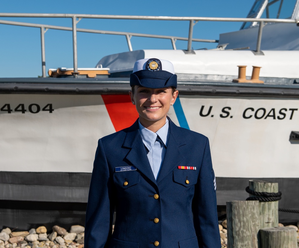 Seaman Jessie Londono is selected as Honor Graduate for recruit company Juliet 199 at U.S. Coast Guard Training Center Cape May
