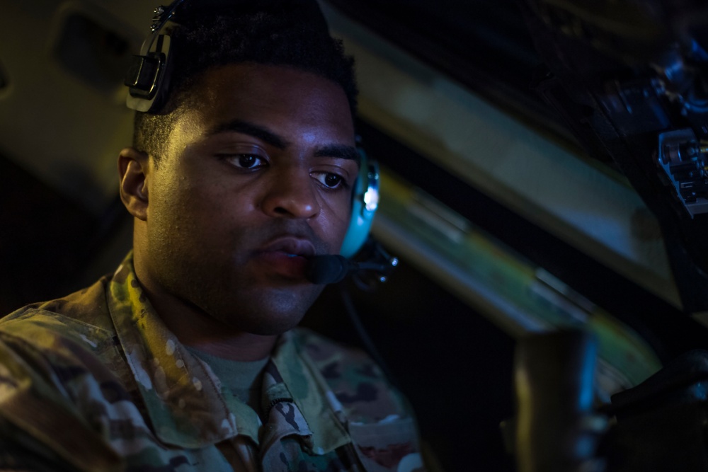 Travis conducts air refueling exercise