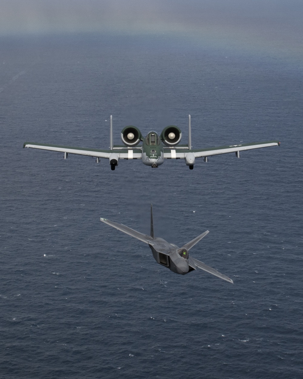 A-10 and F-35 over the Atlantic