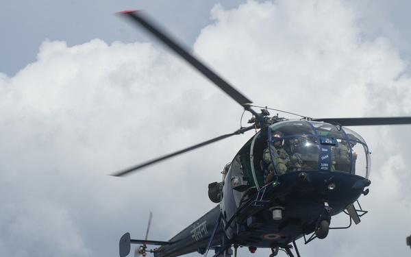 Indian Navy HAL Chetak Lands on Flight Deck