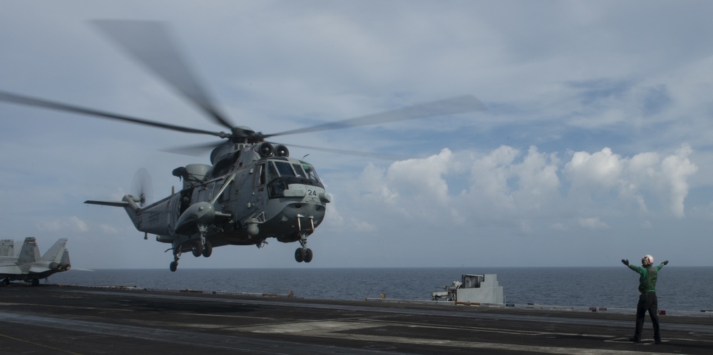 H3C Sea King Lands on the Flight Deck of USS Nimitz