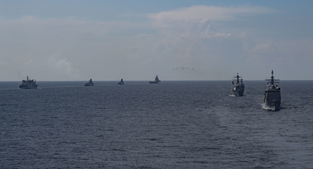 Indian, Australian, and U.S Forces Steam in Formation During Malabar 2020