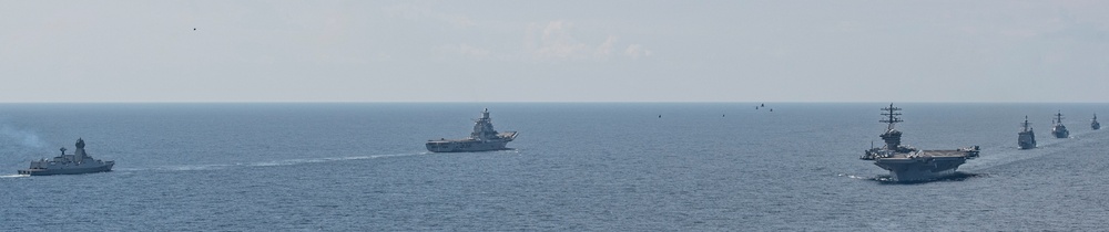 Nimitz Carrier Strike Group and Ships from the Indian Navy and The Royal Australian Navy Perform a Farewell Steam Pass