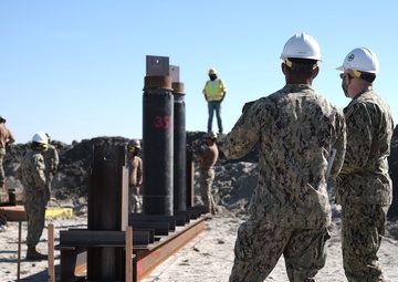 Naval Mobile Construction Battalion FOUR conduct pile driving at Naval Air Station North Island