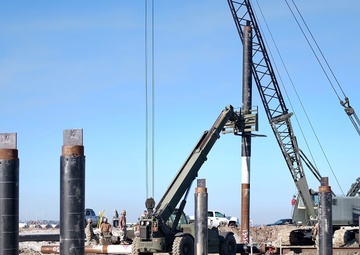 Naval Mobile Construction Battalion FOUR conduct pile driving at Naval Air Station North Island