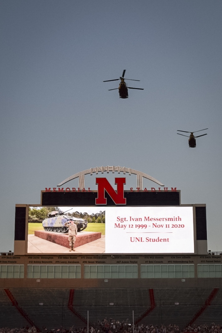 Co. B, 2-135th GSAB Huskers Memorial Stadium flyover practice