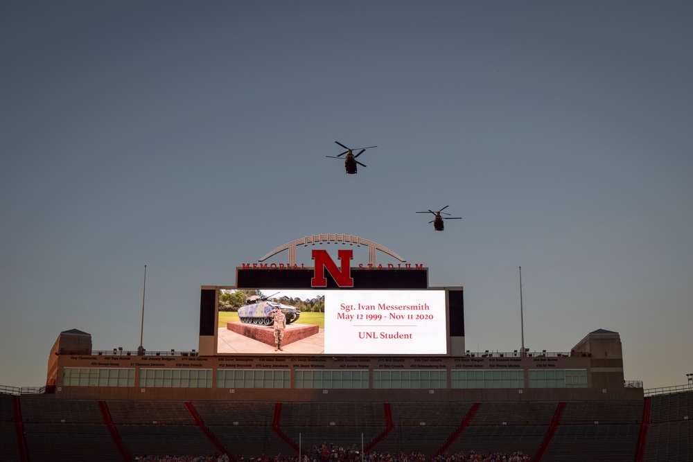 Co. B, 2-135th GSAB Huskers Memorial Stadium flyover practice