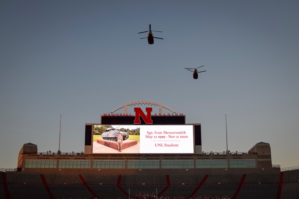 Co. B, 2-135th GSAB Huskers Memorial Stadium flyover practice