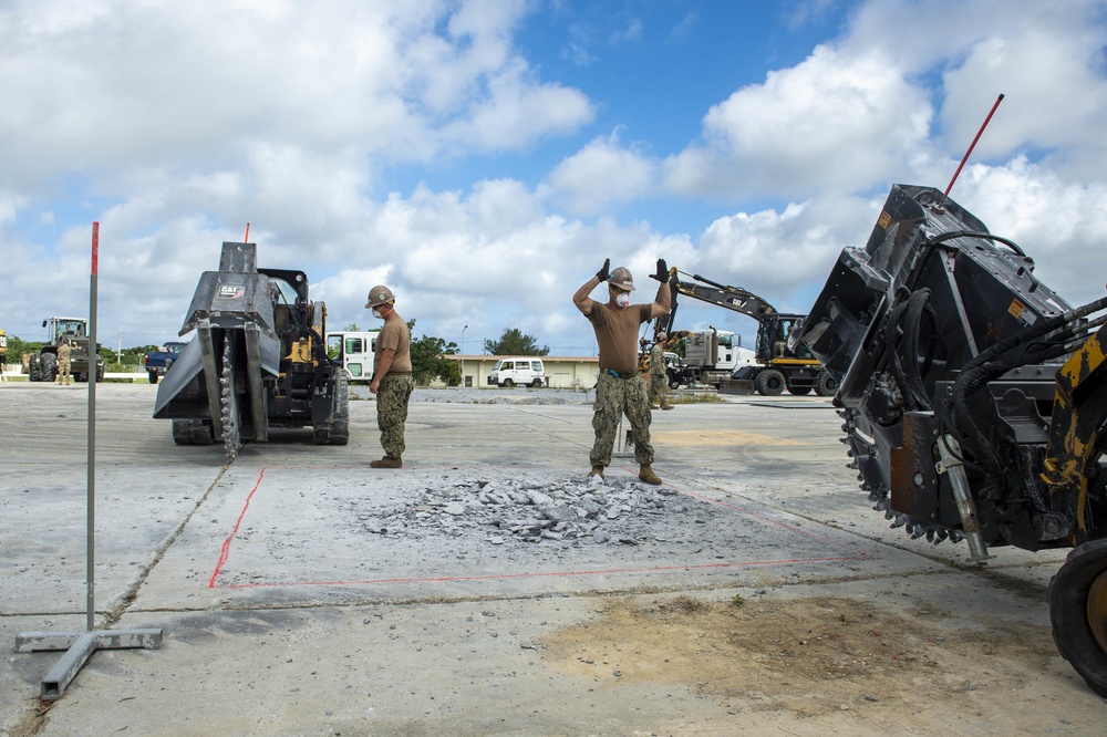 Seabees, Airmen Conduct Rapid Airfield Damage Repair Training Exercise in Okinawa