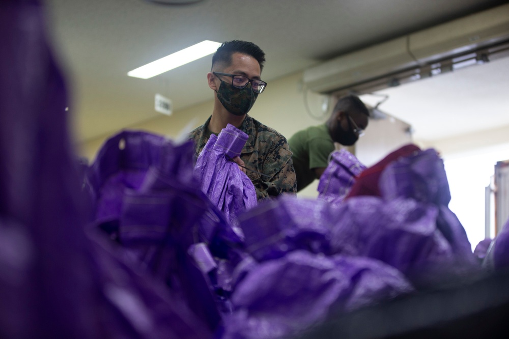 US Marines sort mail during their busiest time of year