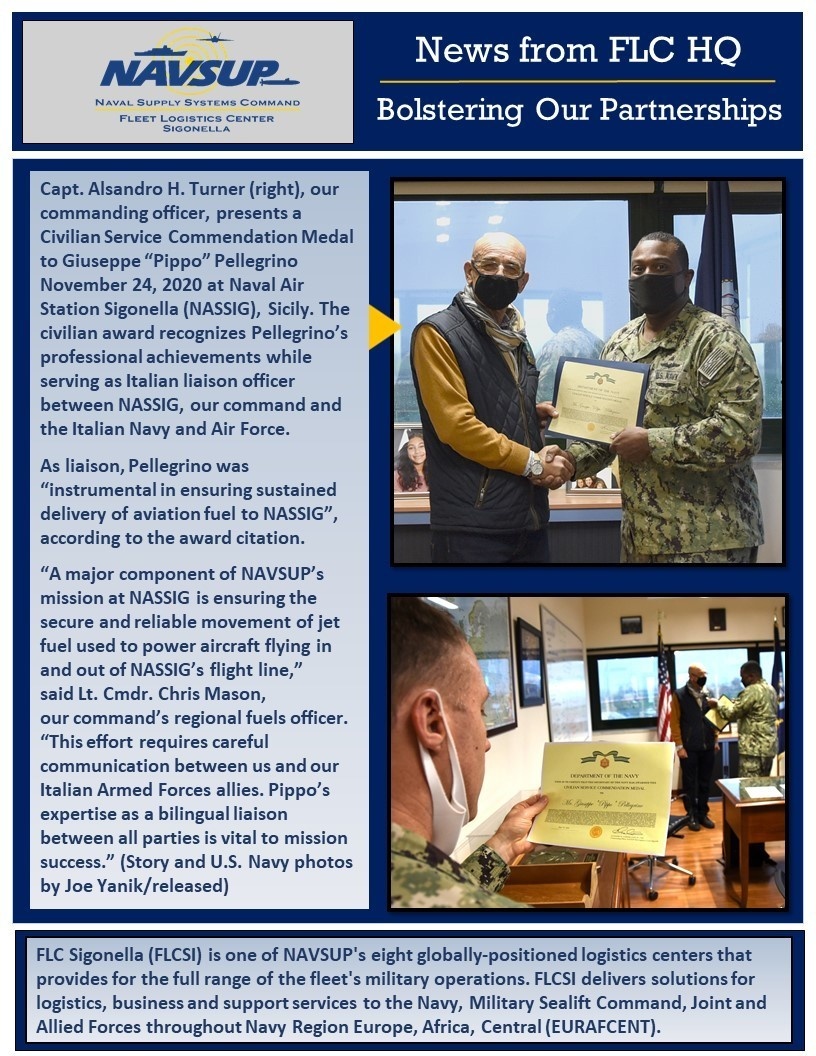 NAVSUP awards Italian with civilian service medal, bolsters partnerships in Italy