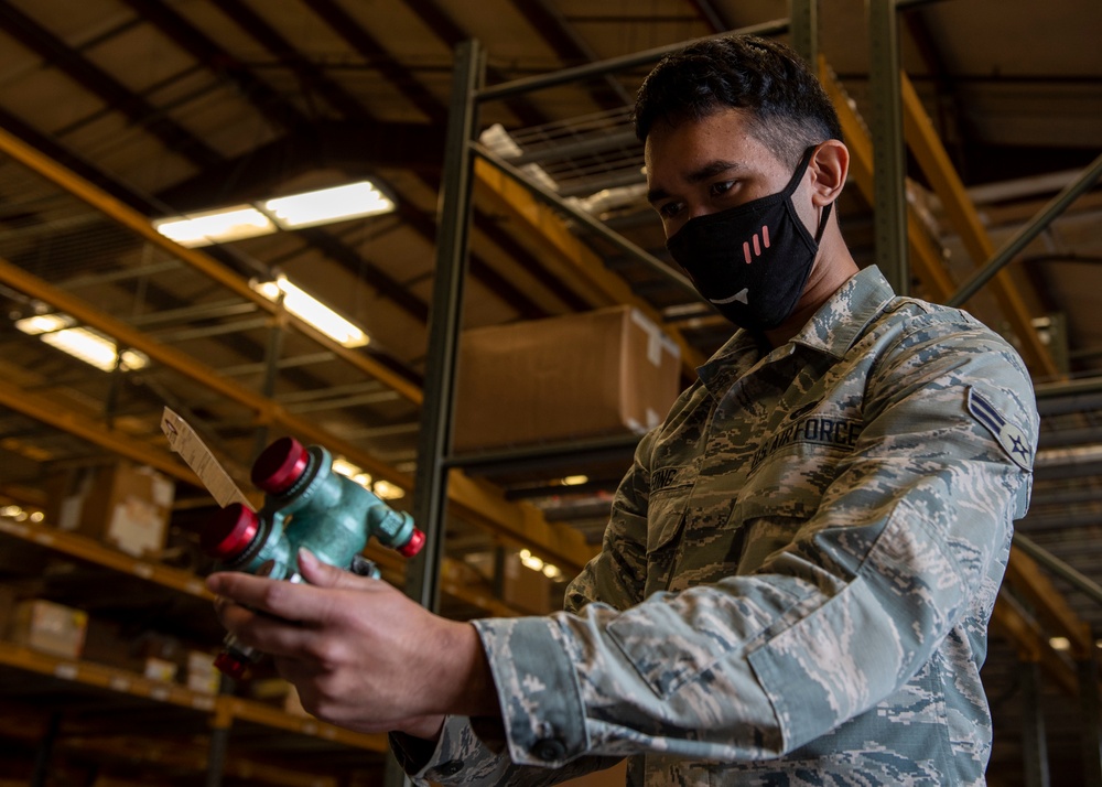 4 LRS Airmen distribute F-15E Strike Eagle parts maintaining mission readiness