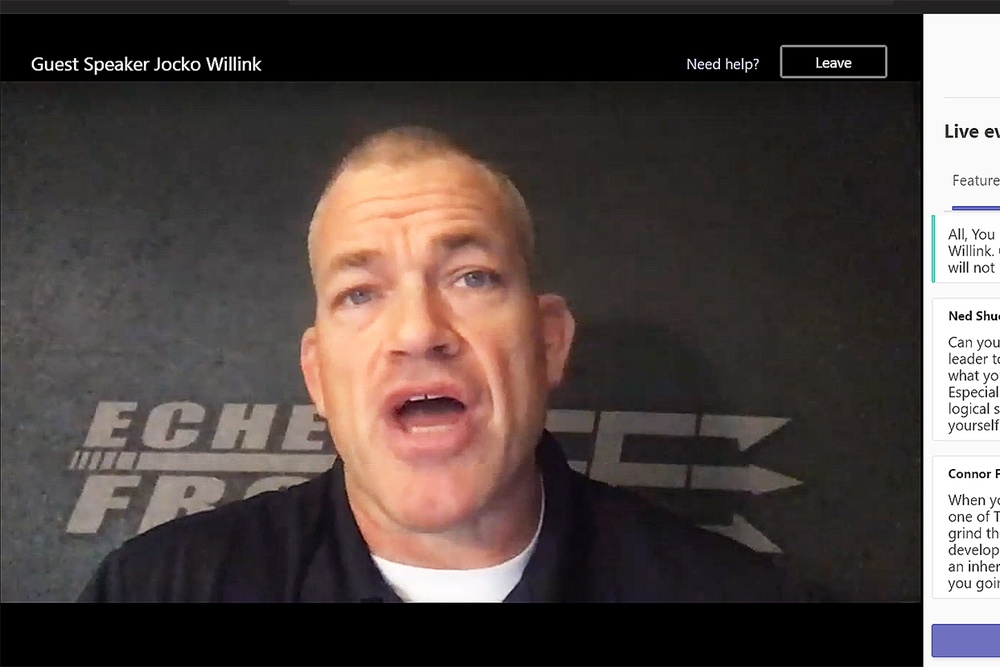 The Power of Awareness, the Strength to Lead the  Future: Willink lectures cadets through virtual interview