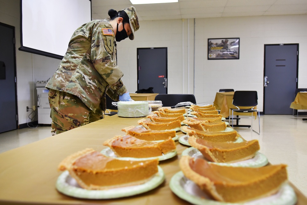 Members of Task Force Center celebrate Thanksgiving with their military family while deployed in the fight against COVID-19