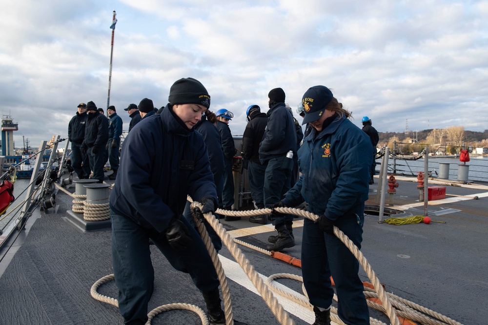 USS Ross (DDG 71) departs Poland.