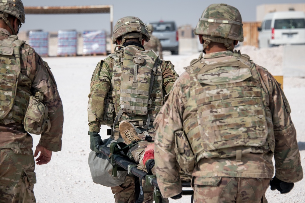 Army and Air Force service members conduct exercise at Al Udeid Air Base