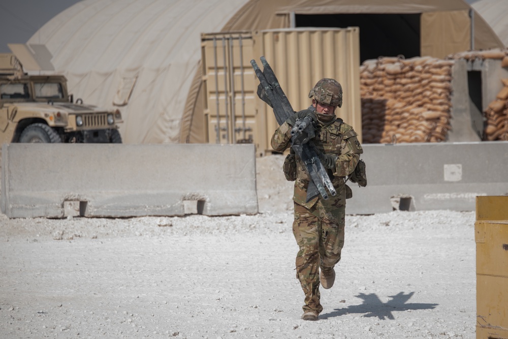 Army and Air Force service members conduct exercise at Al Udeid Air Base