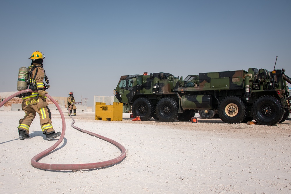 Army and Air Force service members conduct exercise at Al Udeid Air Base